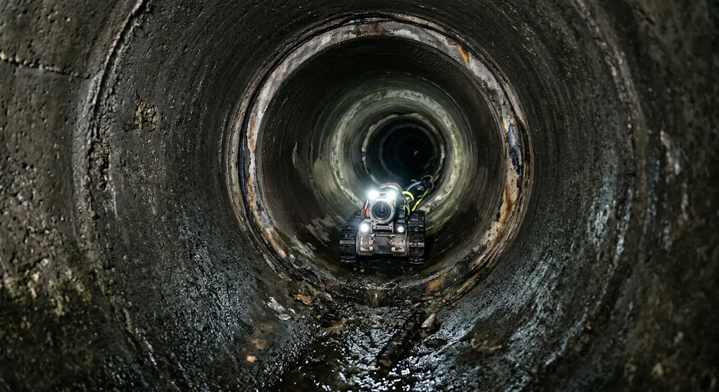 Robotic sewer camera inspecting pipe interior for Sewer Line Repair in Bellmawr
